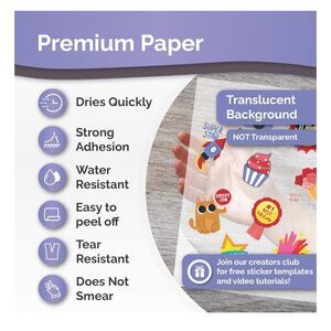90% Clear Sticker Paper-25 Sheets, 8.5 x 11" Letter Size, Transparent Glossy